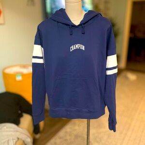 Champion Dark Blue Hoodie with White Accents